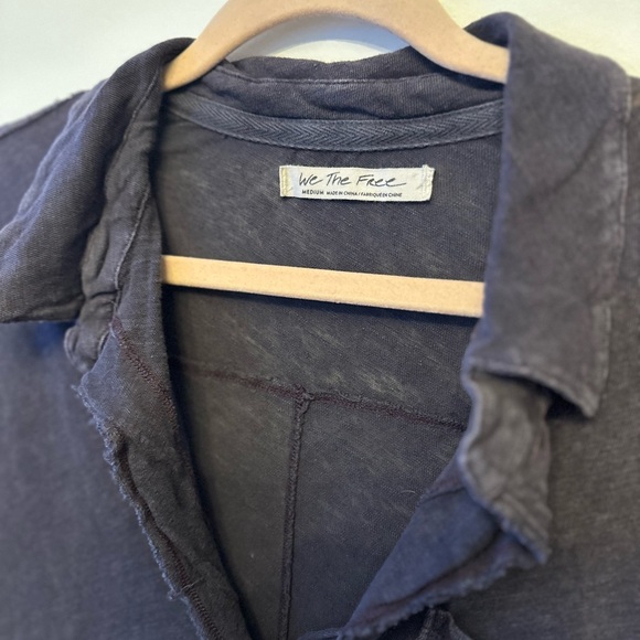 Free People “We The Free” Distressed Top Deep Purple, Linen Blend-Medium - Picture 2 of 7